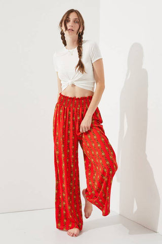 High Waist Floral Paperbag Pants