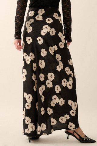 Black Floral High-Waist Maxi Skirt