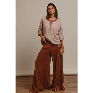 Crinkle Wide Leg Pants in Vintage Mocha