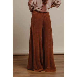 Crinkle Wide Leg Pants in Vintage Mocha