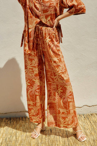 Conversation Print Wide Leg Pants