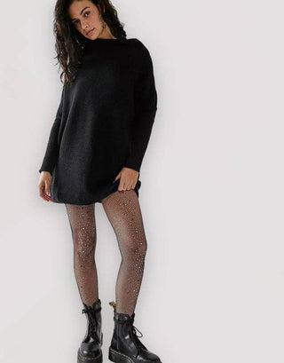 Black Glitter Fishnet Tights