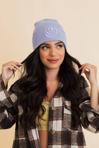 Smiley Beanie in Lavender