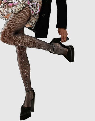 Black Glitter Fishnet Tights