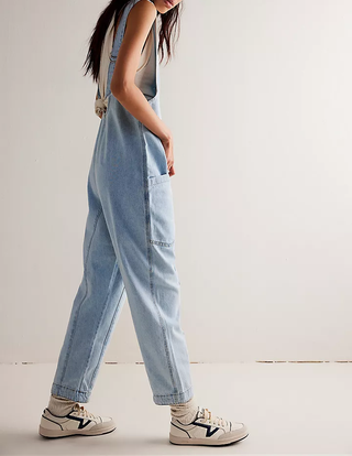 Denim Blue Adjustable Shoulder High Roller Jumpsuit