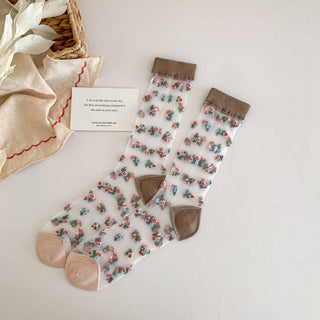 Vintage Floral Pattern Sheer Socks