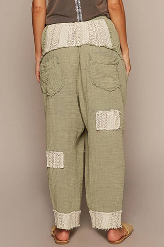 Lace Trim Harem Pants