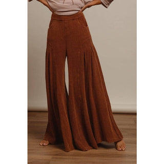 Crinkle Wide Leg Pants in Vintage Mocha