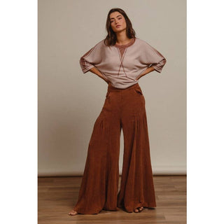 Crinkle Wide Leg Pants in Vintage Mocha