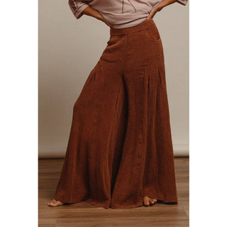 Crinkle Wide Leg Pants in Vintage Mocha