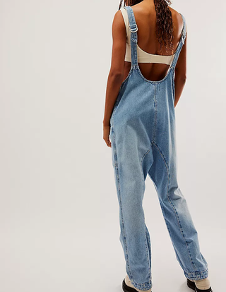 Denim Blue Adjustable Shoulder High Roller Jumpsuit