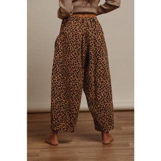 Washed Leopard Denim Barrel Pants