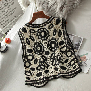 Crosa Floral Hollow Knit Vest