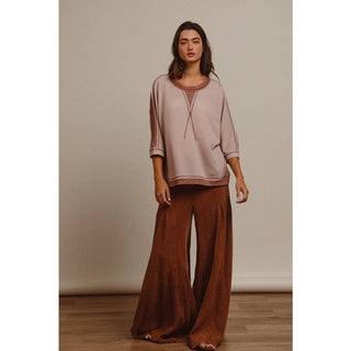 Crinkle Wide Leg Pants in Vintage Mocha