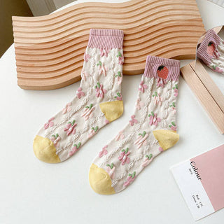 Strawberry Floral Pattern Women's Socks